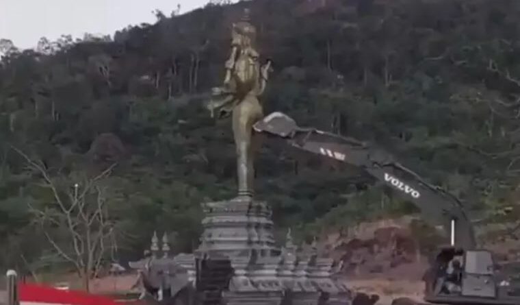 Destruction of Lord Vishnu Statue Amid Thailand–Cambodia Border Tensions