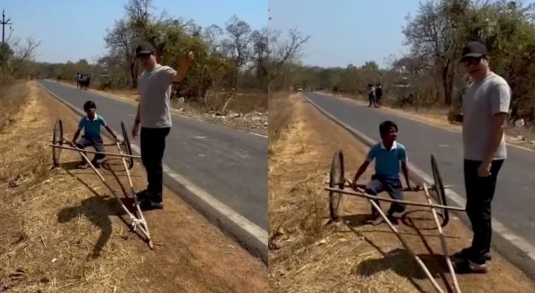 Sachin Tendulkar Stops To Watch Village Kids’ Handmade Car, Internet Calls It “Pure Gold”