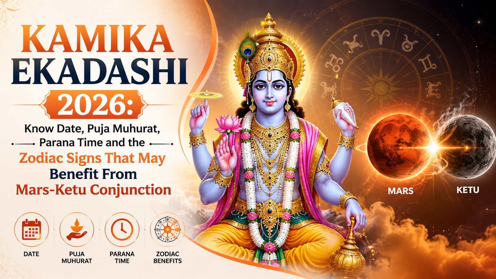 Kamika Ekadashi 2026: Know Date, Puja Muhurat, Parana Time and the Zodiac Signs That May Benefit From Mars-Ketu Conjunction