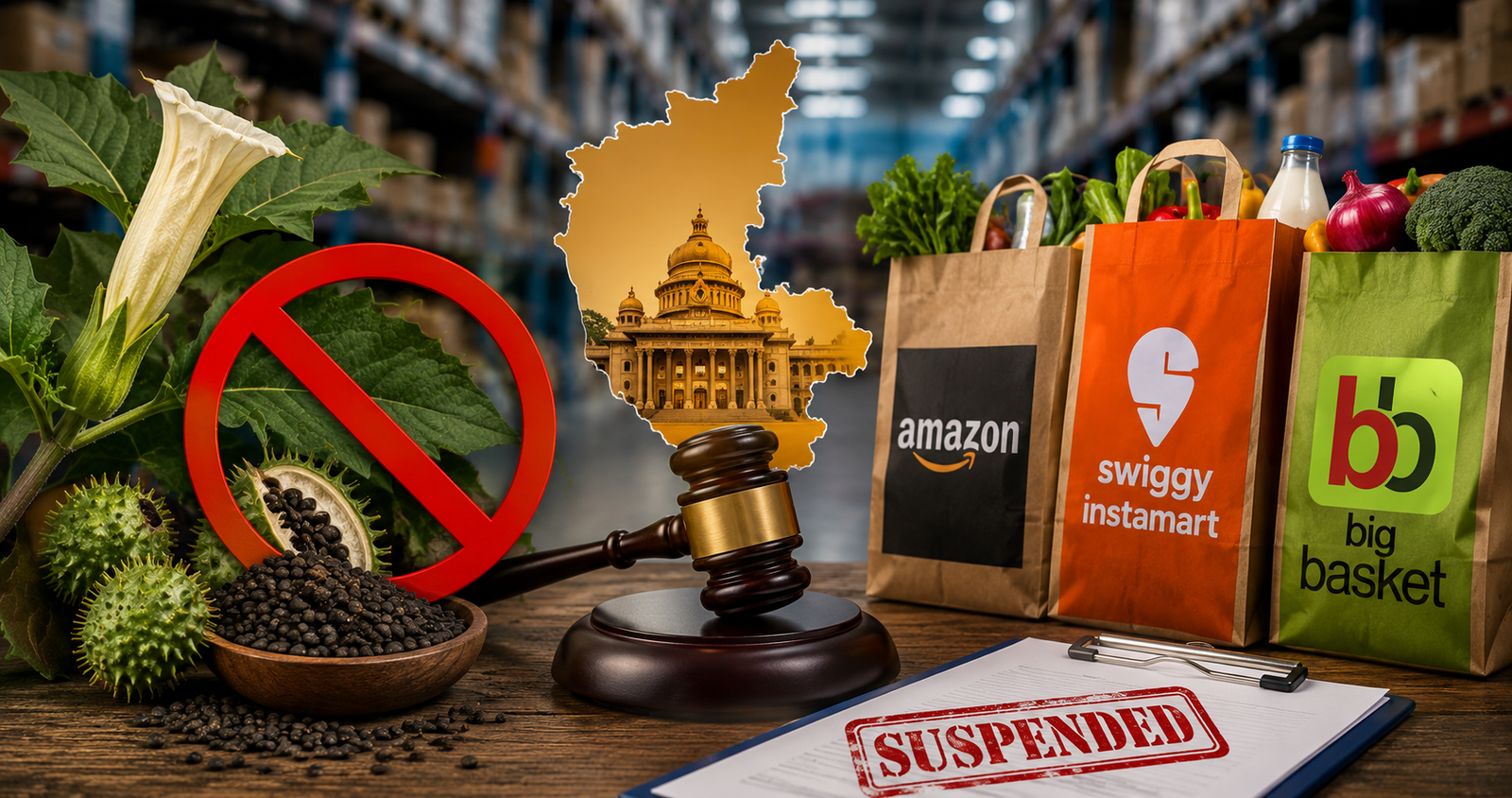 Karnataka Suspends Food Licences, of    Amazon, Swiggy Instamart and BigBasket Over Datura Sales