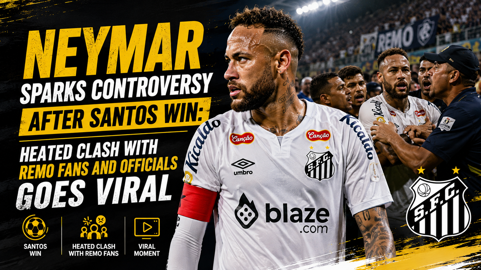 Neymar Sparks Controversy After Santos Win: Heated Clash With Remo Fans and Officials Goes Viral